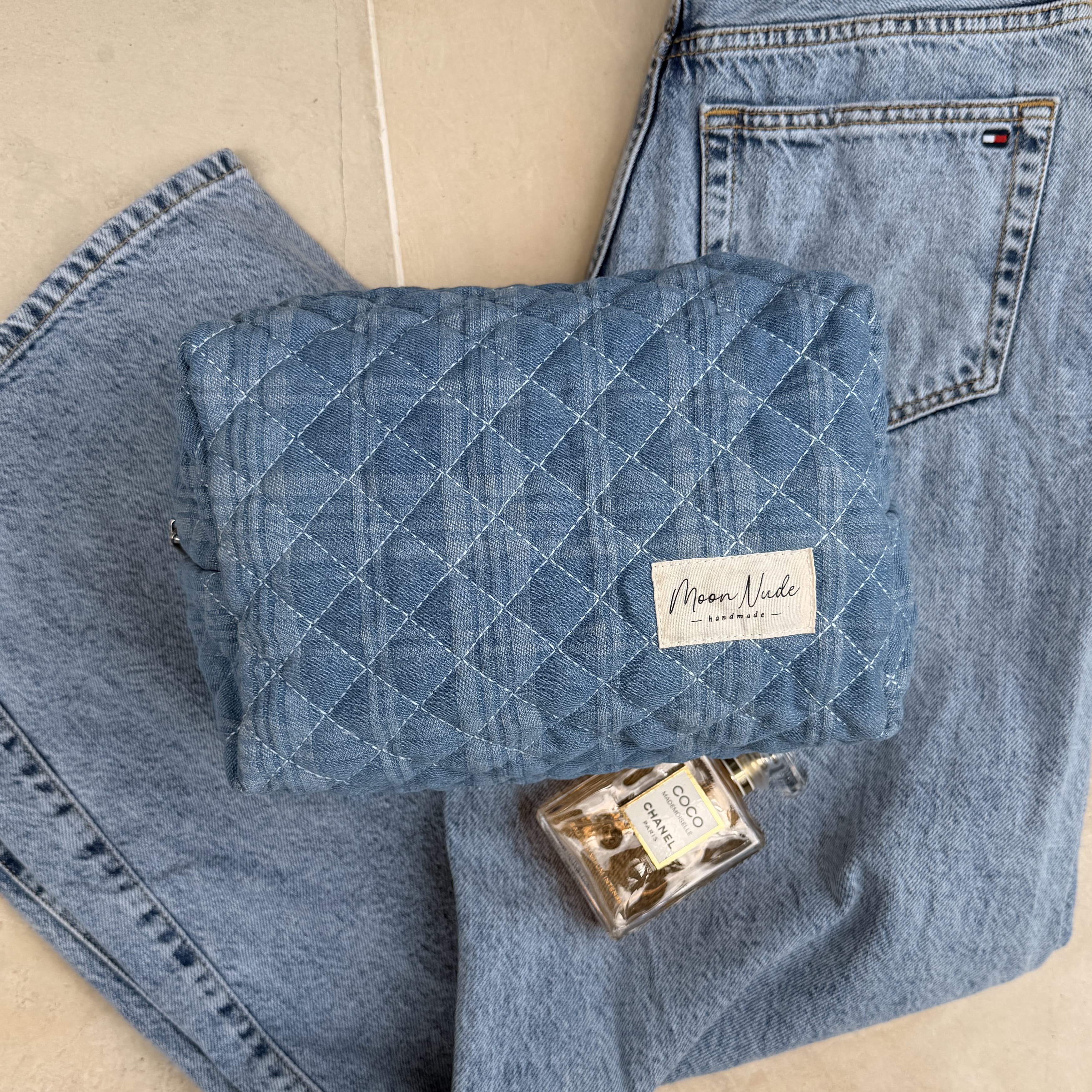 Denim Large Makeup Bag - Image 4